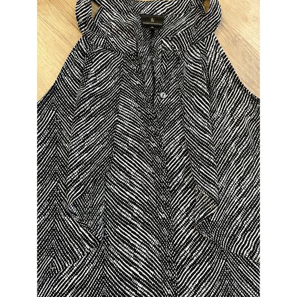 Worthington White & Black Halter Neck Ruffle Sleeveless Size M Work Top - Picture 2 of 7